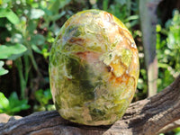 Polished Green Opal Standing Free Forms x 3 From Antsirabe, Madagascar