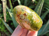 Polished Green Opal Standing Free Forms x 3 From Antsirabe, Madagascar