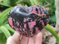 Polished Rhodonite Eggs and a heart x 3 From Ambindavato, Madagascar