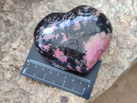 Polished Rhodonite Eggs and a heart x 3 From Ambindavato, Madagascar