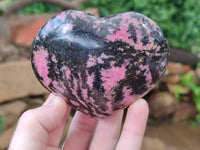 Polished Rhodonite Eggs and a heart x 3 From Ambindavato, Madagascar