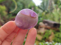 Polished Chevron Amethyst Palm Stones x 20 from Ankazobe, Madagascar