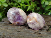 Polished Chevron Amethyst Palm Stones x 20 from Ankazobe, Madagascar