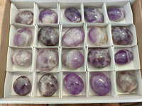 Polished Chevron Amethyst Palm Stones x 20 from Ankazobe, Madagascar