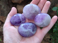 Polished Chevron Amethyst Palm Stones x 20 from Ankazobe, Madagascar