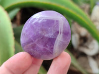 Polished Chevron Amethyst Palm Stones x 20 from Ankazobe, Madagascar