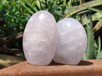 Polished Lavender Rose Quartz Standing Free Forms x 2 From Ambatondrazaka, Madagascar