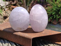 Polished Lavender Rose Quartz Standing Free Forms x 2 From Ambatondrazaka, Madagascar