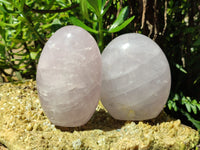 Polished Lavender Rose Quartz Standing Free Forms x 2 From Ambatondrazaka, Madagascar