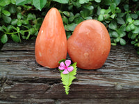 Polished Orange Twist Calcite Standing Free Forms x 2 From Madagascar