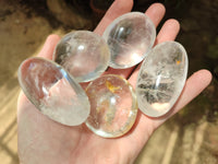 Polished Clear Quartz Crystal Palm Stones x 12 From Madagascar