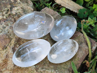 Polished Clear Quartz Crystal Palm Stones x 12 From Madagascar