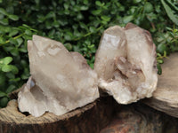 Natural Hematoid Quartz Clusters x 3 From Karoi, Zimbabwe