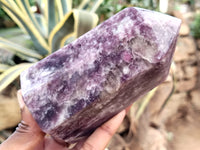 Polished Lepidolite with Pink Rubellite Points x 2 From Ambatondrazaka, Madagascar