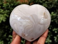 Polished Banded Agate Gemstone Hearts x 3 From Madagascar