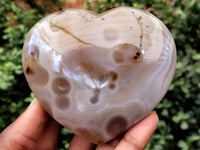 Polished Banded Agate Gemstone Hearts x 3 From Madagascar