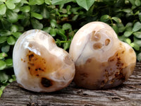 Polished Banded Agate Gemstone Hearts x 3 From Madagascar