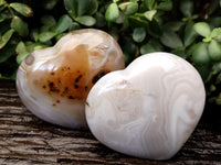 Polished Banded Agate Gemstone Hearts x 3 From Madagascar