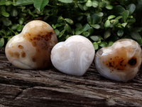 Polished Banded Agate Gemstone Hearts x 3 From Madagascar