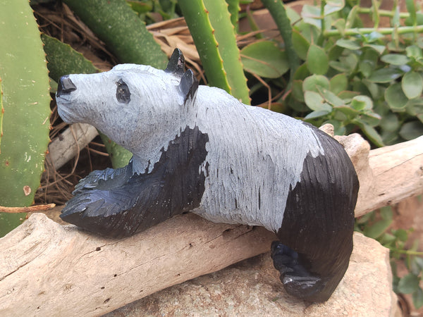 Hand Made Soapstone Panda Carving x 1 From Zimbabwe