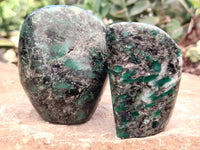 Polished Emerald Mica In Matrix Standing Free Forms x 4 From Mutoko, Zimbabwe