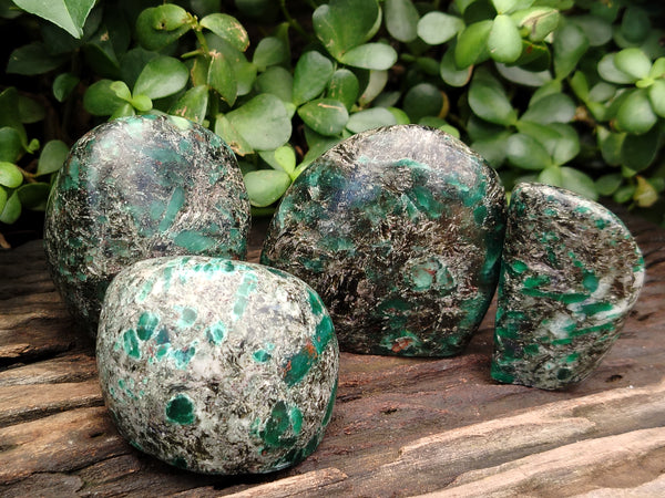 Polished Emerald Mica In Matrix Standing Free Forms x 4 From Mutoko, Zimbabwe