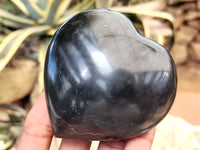 Polished Black Basalt Gemstone Hearts x 6 From Madagascar