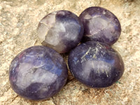 Polished Lepidolite with Pink Rubellite Palm Stones x 24 From Ambatondrazaka, Madagascar