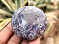 Polished Lepidolite with Pink Rubellite Palm Stones x 24 From Ambatondrazaka, Madagascar