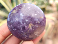 Polished Lepidolite with Pink Rubellite Palm Stones x 24 From Ambatondrazaka, Madagascar