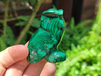 Hand Made Flower Malachite Owl Carvings x 6 From Congo