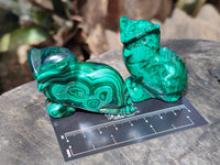 Hand Made Flower Malachite Owl Carvings x 6 From Congo