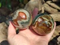 Polished Polychrome Jasper Spheres x 4 From Mahajanga, Madagascar