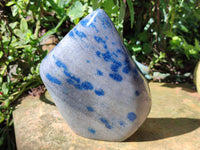 Polished Blue Spinel Spotted Quartz Leaf Sculpture x 1 From Madagascar