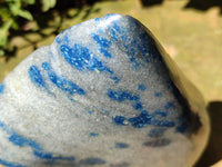 Polished Blue Spinel Spotted Quartz Leaf Sculpture x 1 From Madagascar