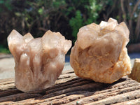 Natural Smokey Phantom Quartz Clusters x 6 From Luena, Congo