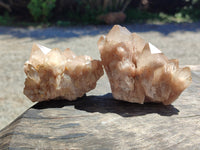 Natural Smokey Phantom Quartz Clusters x 6 From Luena, Congo