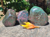 Polished Ruby Corundum In Chrome Verdite Free Forms x 3 From Zimbabwe