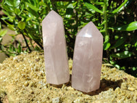 Polished Rose Quartz Crystal Points x 6 From Ambatondrazaka, Madagascar