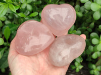 Polished Rose Quartz Gemstone Hearts x 6 From Ambatondrazaka, Madagascar