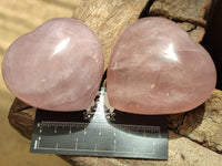 Polished Rose Quartz Gemstone Hearts x 6 From Ambatondrazaka, Madagascar