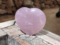 Polished Rose Quartz Gemstone Hearts x 6 From Ambatondrazaka, Madagascar