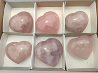 Polished Rose Quartz Gemstone Hearts x 6 From Ambatondrazaka, Madagascar