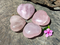 Polished Rose Quartz Gemstone Hearts x 6 From Ambatondrazaka, Madagascar