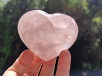 Polished Rose Quartz Gemstone Hearts x 6 From Ambatondrazaka, Madagascar