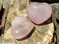 Polished Rose Quartz Gemstone Hearts x 6 From Ambatondrazaka, Madagascar