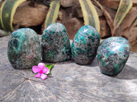 Polished Emerald Mica In Matrix Standing Free Forms x 4 From Mutoko, Zimbabwe