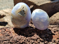 Polished Blue Lace Agate Eggs and Free Forms x 12 From Nsanje, Malawi