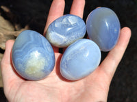 Polished Blue Lace Agate Eggs and Free Forms x 12 From Nsanje, Malawi