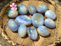 Polished Blue Lace Agate Eggs and Free Forms x 12 From Nsanje, Malawi